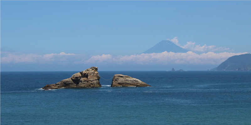 夫婦岩と富士山