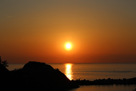 思い出岬と夕陽